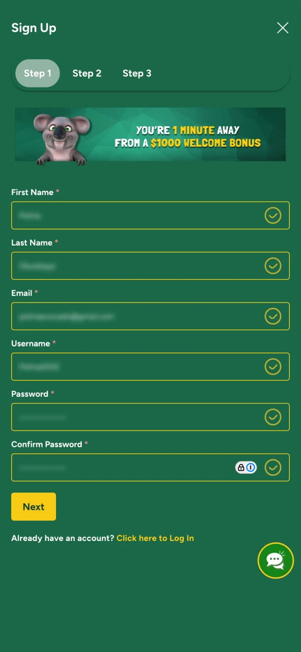 Provide full name information in Fairgo registration form.